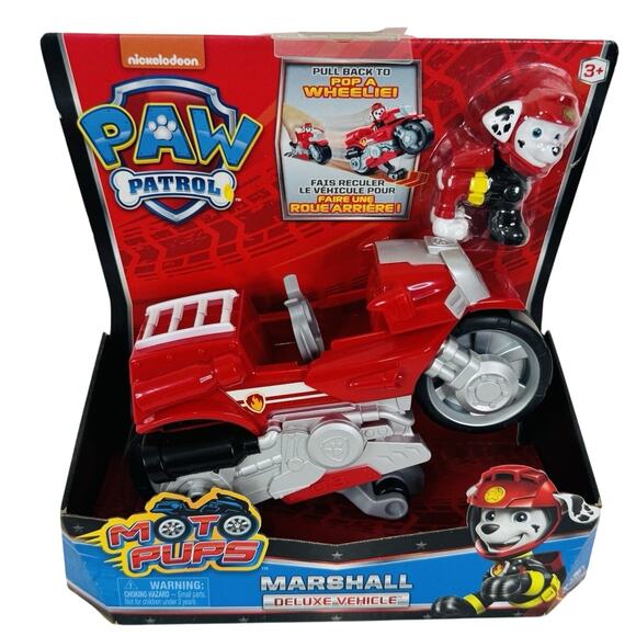 Paw Patrol Moto Pups MARSHALL Deluxe Motorcycle Pull Back Vehicle & Figure NEW - Picture 1 of 5